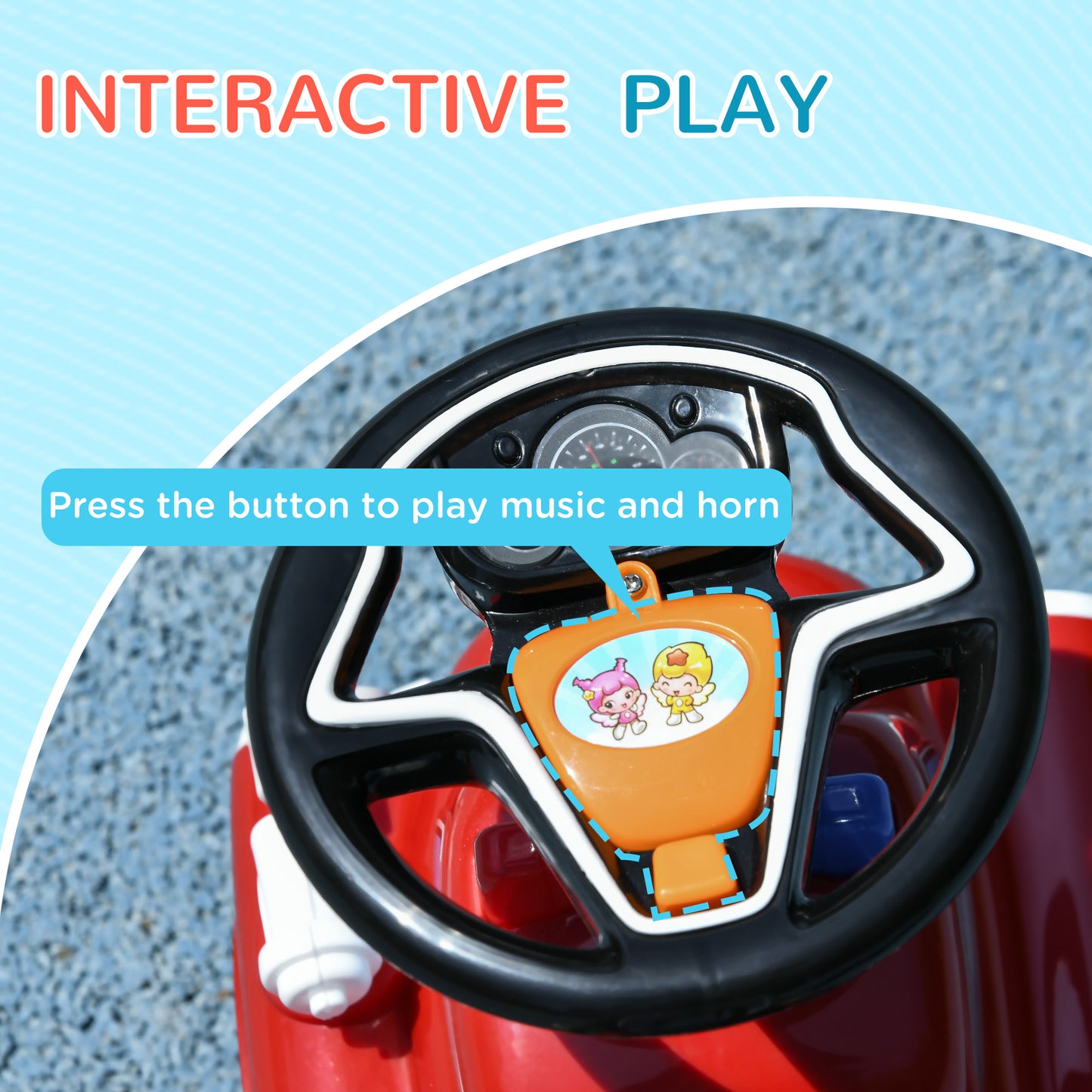 AIYAPLAY Toddlers Ride On Fire Truck Foot to Floor Design with Under Seat Storage, Steering Wheel, Music, Light, for 1.5-3 Years, Red