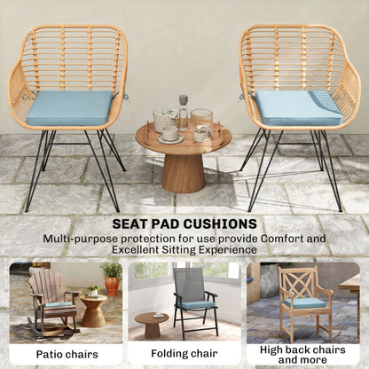 Set of 6 Chair Seat Cushions | 5cm Thick | UV-Treated | Water, Stain & Fade Resistant | Tie Fastenings | Removable Covers | Indoor & Outdoor | 42 x 42cm | Light Grey