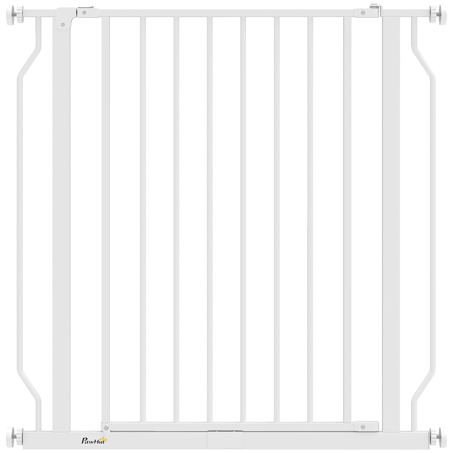 PawHut Extra Wide Dog Gate, with Door Pressure, for Doorways, Hallways, Staircases - White / Black