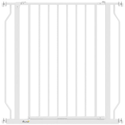PawHut Extra Wide Dog Gate, with Door Pressure, for Doorways, Hallways, Staircases - White / Black