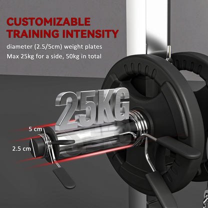 SPORTNOW Power Cage Rack with 15-Level Squat Rack, Cable Crossover Machine Pulley System, Pull up Stand and Push up Stand
