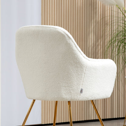 Modern Accent Chair Set of 2, Cashmere Tufted Armchair with Padded Seat, Occasional Bedroom Chair with Cross Steel Legs - Cream White