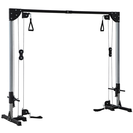 Multi Home Gyms with Cable Pulley System, Cable Crossover Machine with 4 Handles for Full Body Strength Training, Power Rack, Black
