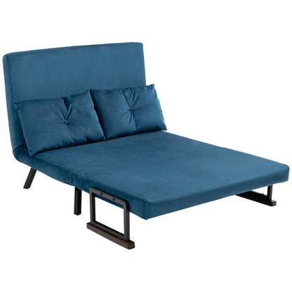 Click Clack Sofa Bed, Convertible 2 Seater Sofa Couch with 2 Cushions, for Living Room, Bedroom, Navy Blue