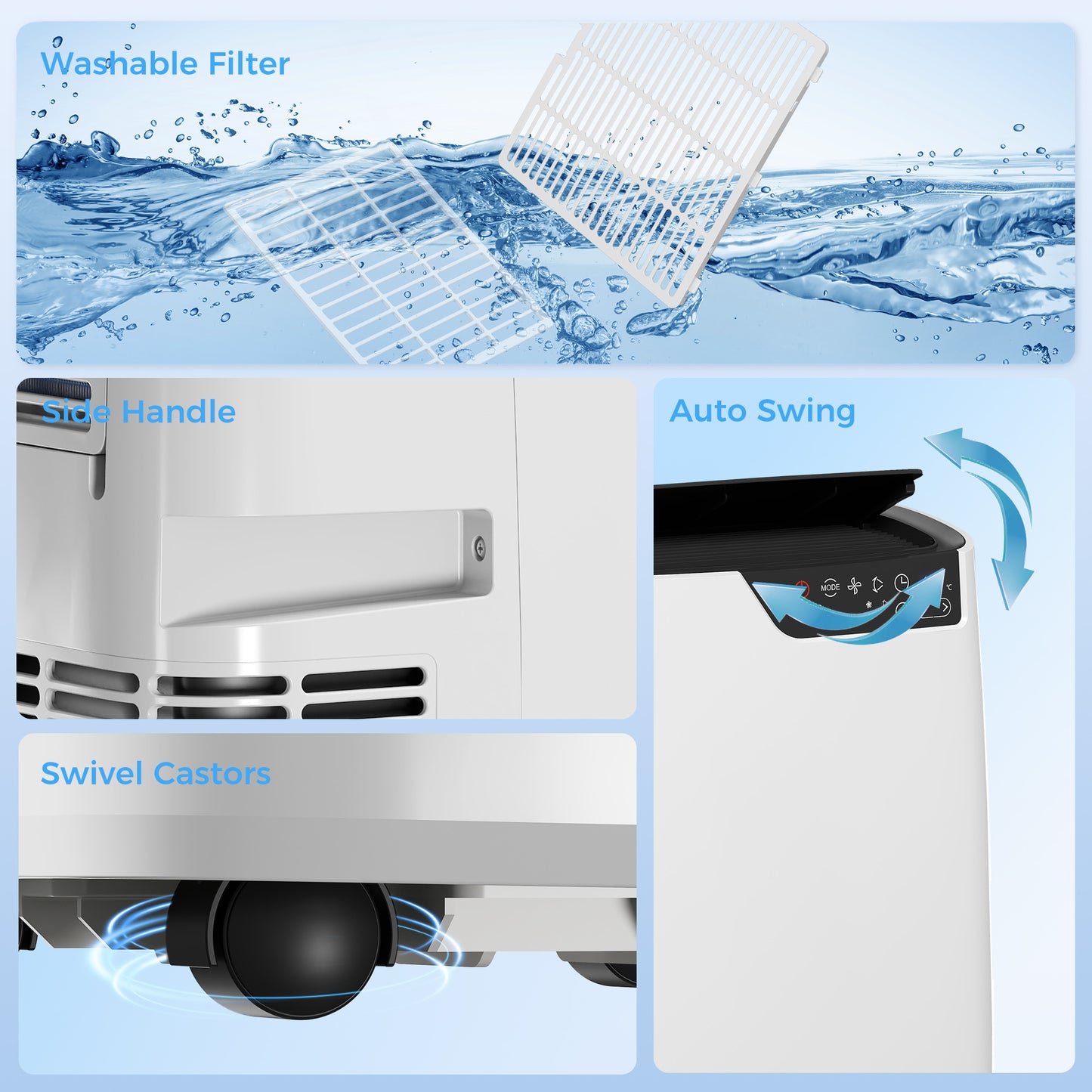 12000 BTU 4-in-1 Portable Air Conditioner | Cool, Dehumidify, Fan, Sleep | WiFi & Alexa | White