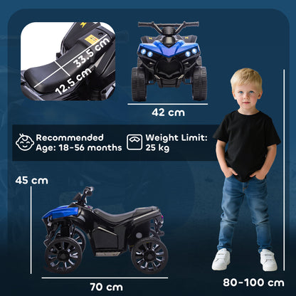 Kids Electric Ride-On ATV | 6V Four-Wheeler Quad Bike with Music & LED Lights, Blue or White