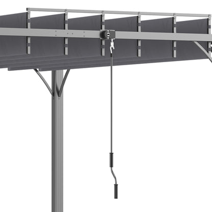 Outsunny 4 x 3(m) Outdoor Pergola with Retractable Roof, Aluminium Louvered Patio Gazebo Canopy, Grey
