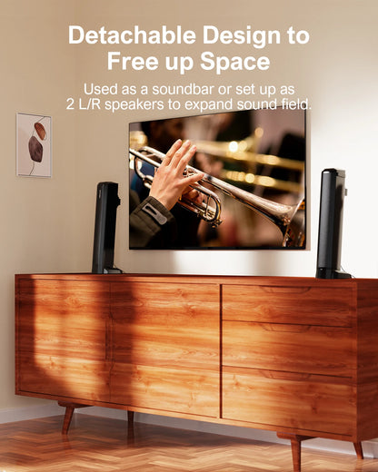 ULTIMEA Apollo S40 2.0 Channel Bluetooth Soundbar 2 Tweeters+2 Woofers Deep Bass 6EQ Mode Detachable Wired Speaker