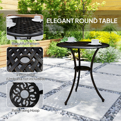 Outsunny 3 Pieces Garden Dining Set for 2, Cast Aluminium Outdoor Garden Furniture Dining Set with 2 Armchairs and Round Table
