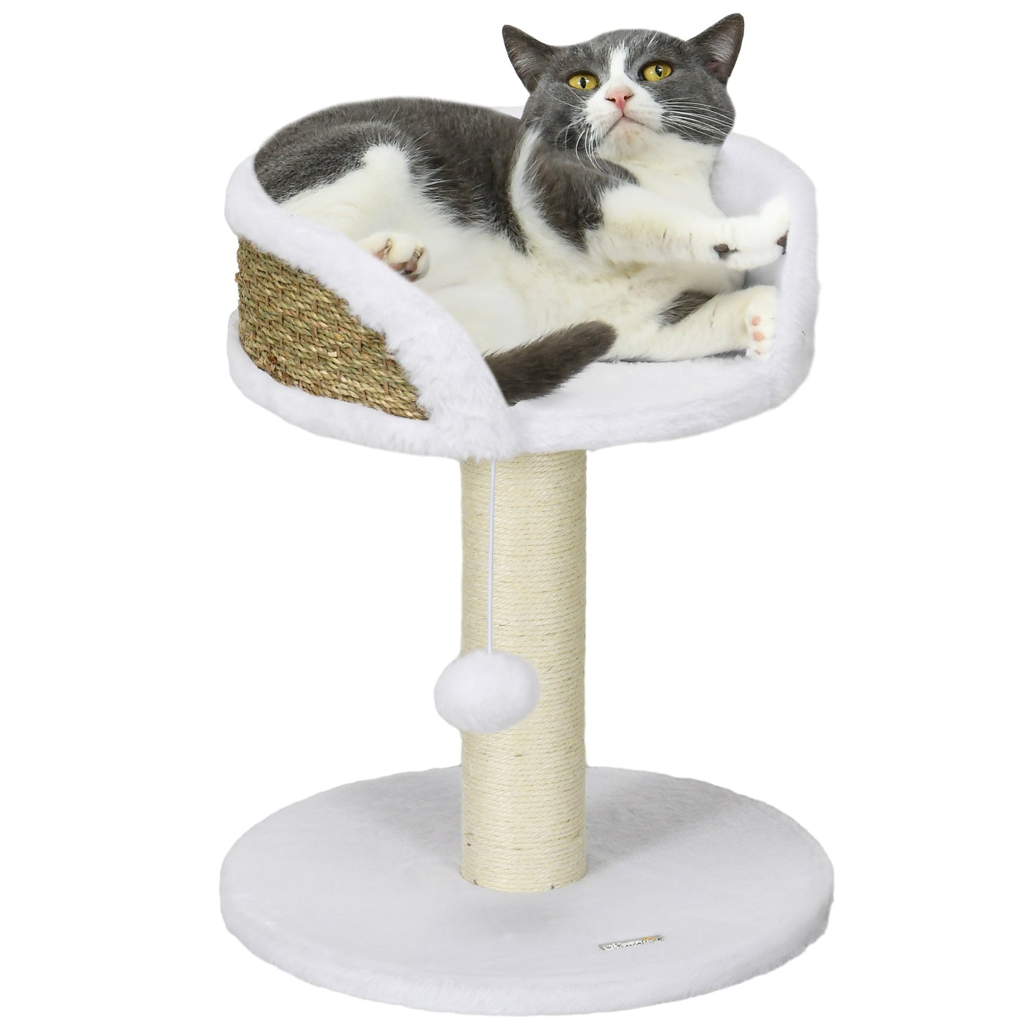 PawHut Cat Tree Tower with Scratching Posts, Grey Or White