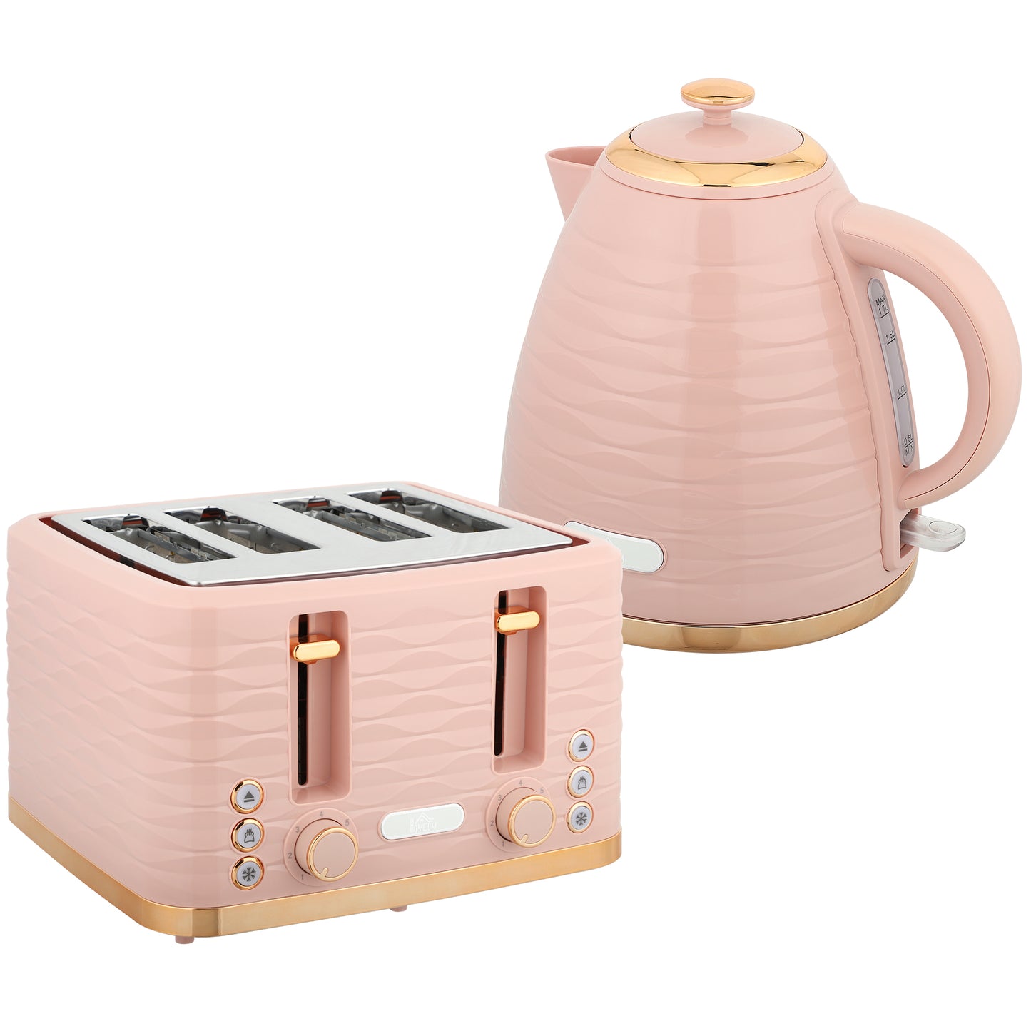 3000W 1.7L Kettle & 4 Slice Toaster, Kettle and Toaster Set with 7 Browning Controls and Crumb Tray, Light Pink / Blue