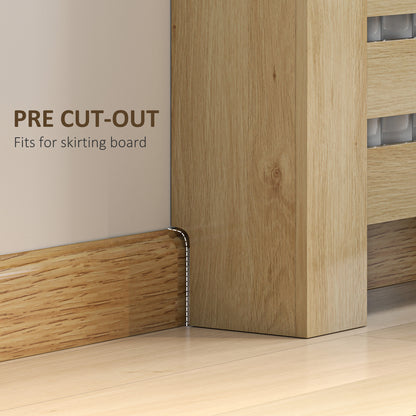 MDF & Particle Board Radiator Cover with 2 Drawers | Slatted Design | Skirting Board Cut-Outs | Easy-Fix Clips | Wood-Effect Top | 4kg Per Drawer | 111x19x95.5cm | Oak