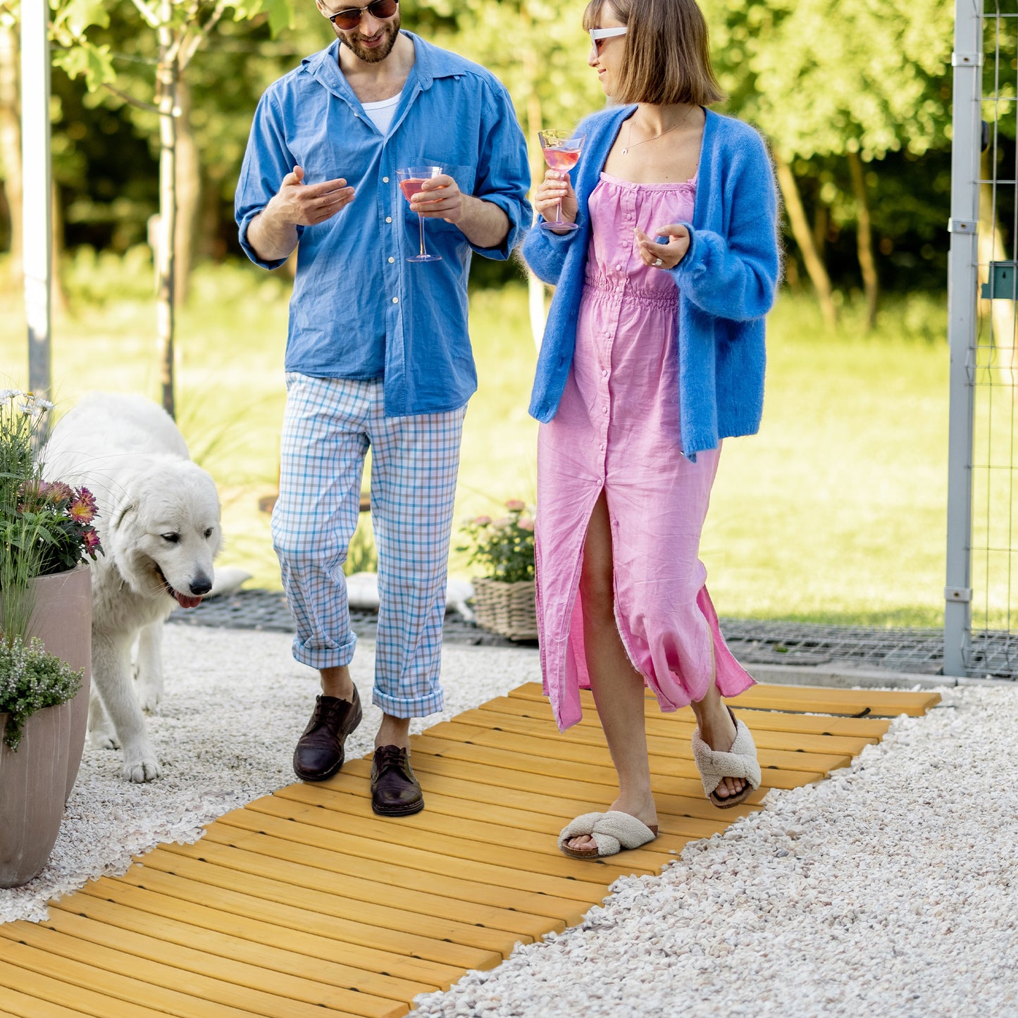 Outsunny Rollable Wooden Garden Pathway Weather-Resistant Walk Way for Wedding Party Pathways 185 x 60 cm