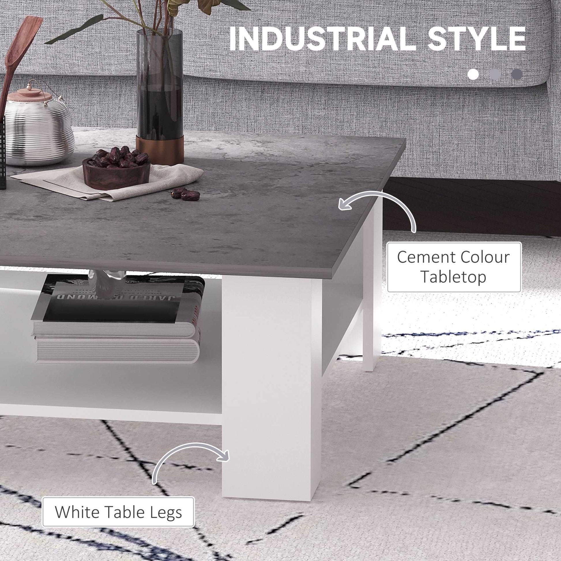 2 Tier Vintage Style Coffee Table Square Side Desk Storage Shelf Indoor Home Living Room Furniture