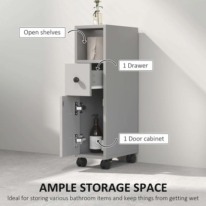 Kleankin Slimline Bathroom Storage Cabinet - Grey