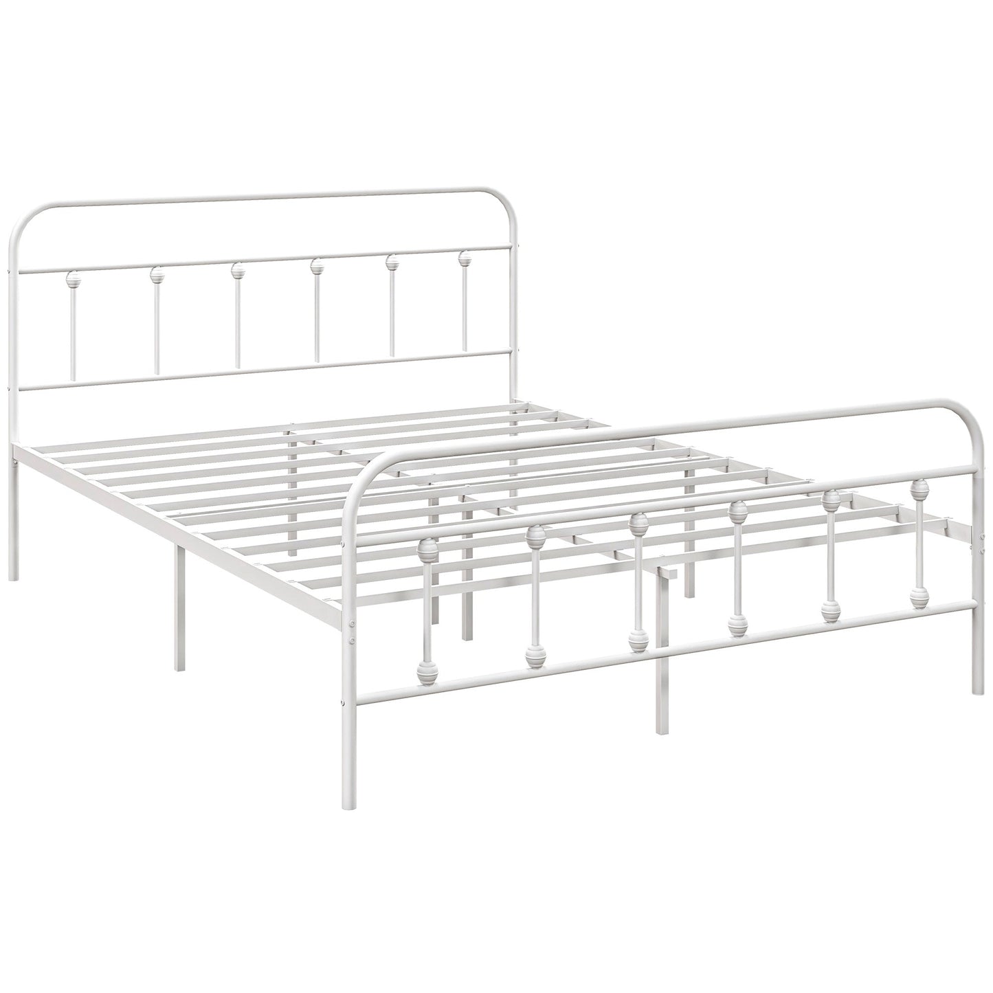 5ft King Platform Bed Frame with Underbed Storage Tall Headboard Steel Slat No Box Spring Needed Easy Assembly