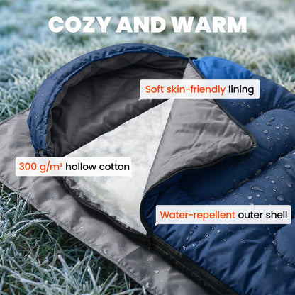 Outsunny Sleeping Bag for Adults, Lightweight & Compact Sleeping Bag, 3 Seasons
