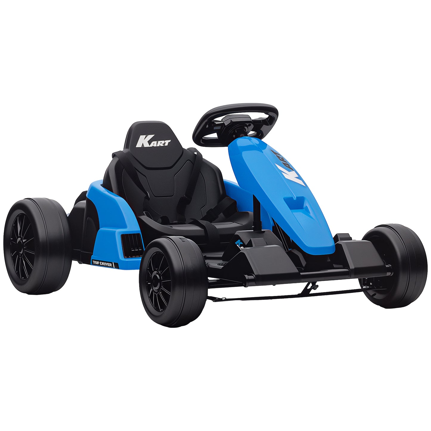 AIYAPLAY 24V Electric Go Kart, Drift Kart with Adjustable Seat, Slow Start, 5-Point Harness, Music, Horn, for 6-12 Years