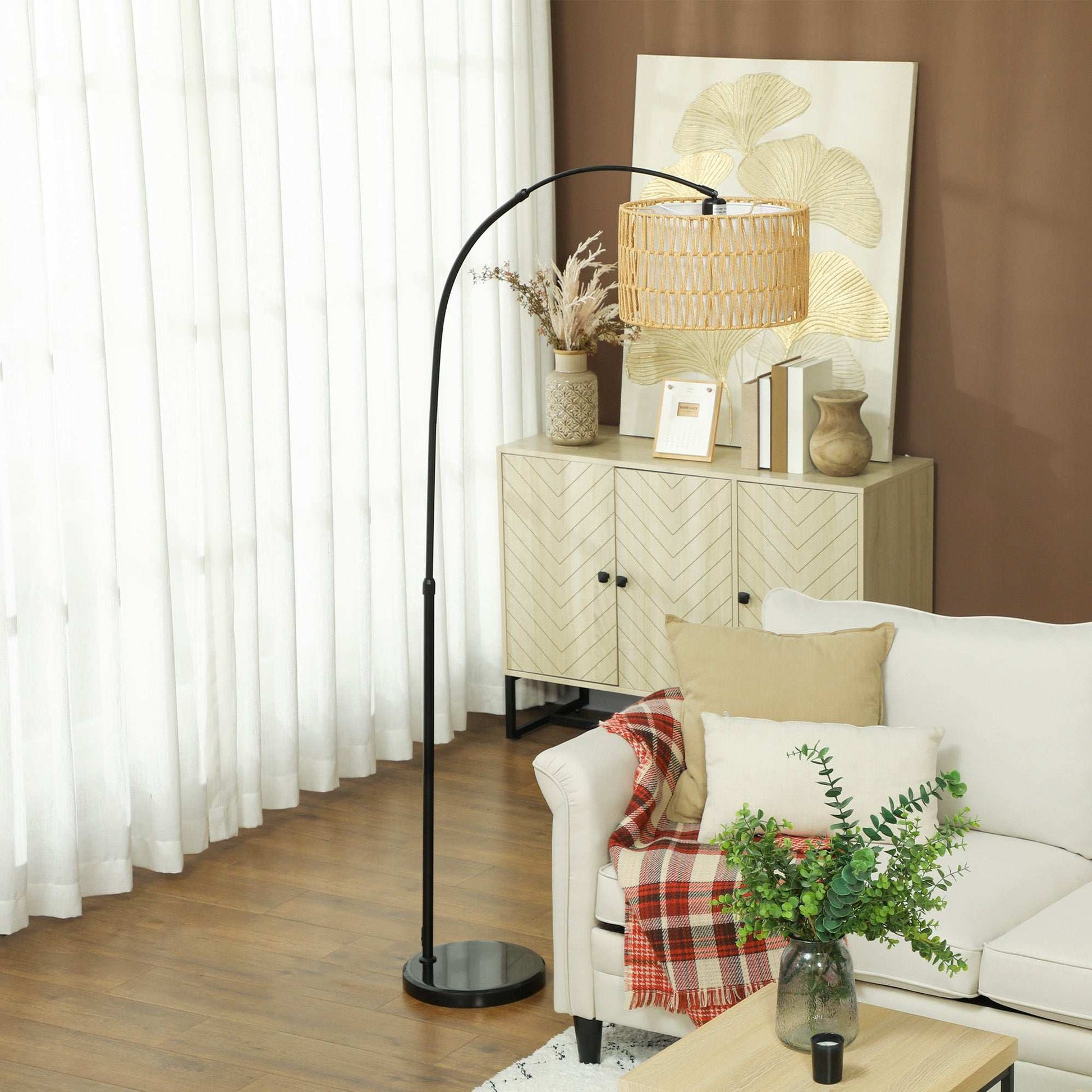 Floor Lamp for Living Room, Modern Standing Lamp with Dual-Layer Shade & Foot Switch, Height Adjustable Minimalist Tall Pole Lampshade