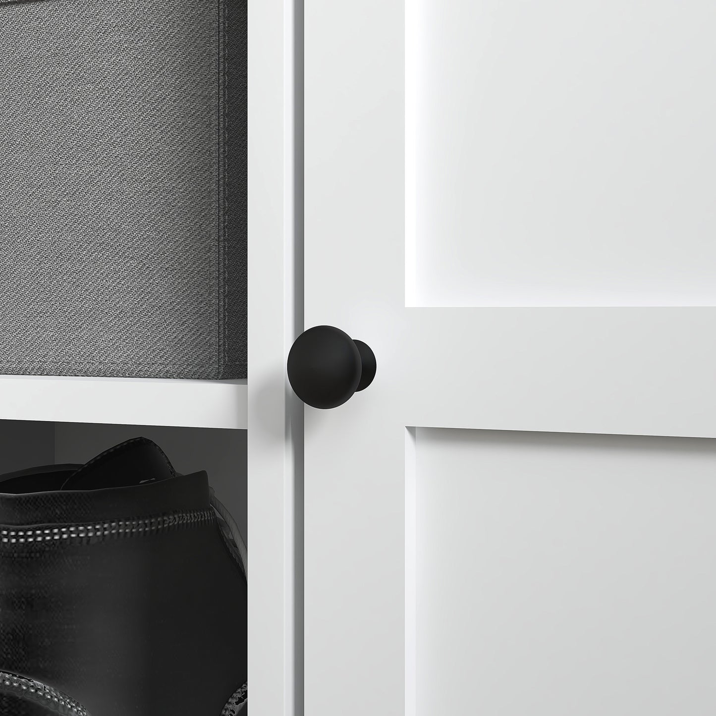 Shoe Bench with Seat, Shoe Storage Bench with Cushion, 2 Cabinets and Adjustable Shelf for Entryway, Hallway, Living Room, Bedroom, White