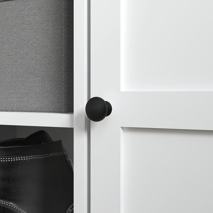 Shoe Bench with Seat, Shoe Storage Bench with Cushion, 2 Cabinets and Adjustable Shelf for Entryway, Hallway, Living Room, Bedroom, White