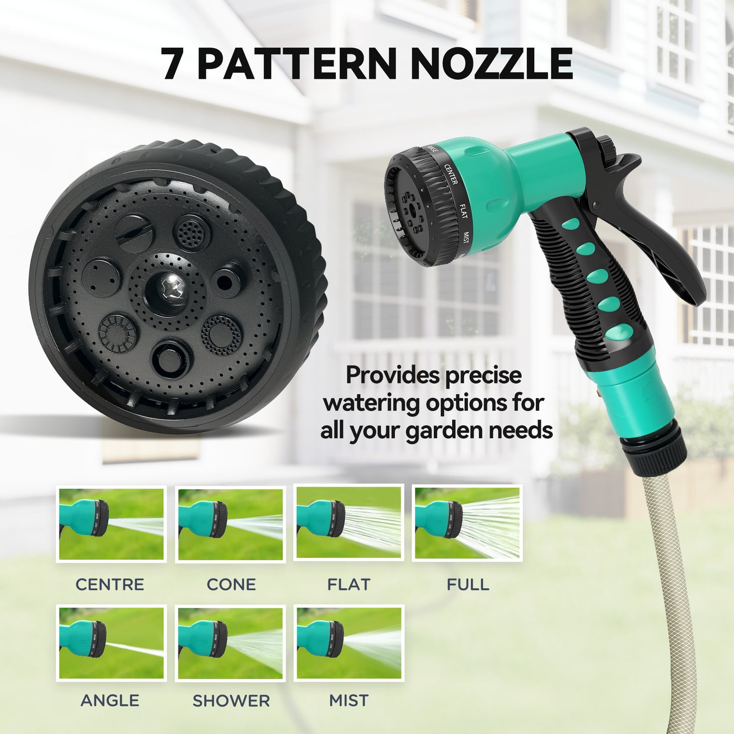 Retractable Hose Reel Wall Mounted, 20+2m Garden Hose Pipe Reel with Lock, Auto Rewind, 7 in 1 Spray Nozzle, Includes Wall Fixings, 180° Swivel, Outdoor Watering, 59 x 20 x 39 cm, Black