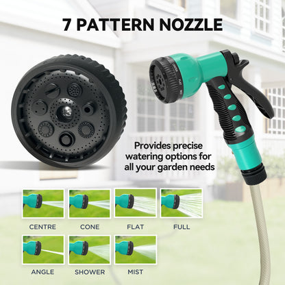 Retractable Hose Reel Wall Mounted, 20+2m Garden Hose Pipe Reel with Lock, Auto Rewind, 7 in 1 Spray Nozzle, Includes Wall Fixings, 180° Swivel, Outdoor Watering, 59 x 20 x 39 cm, Black