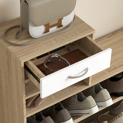 Three-in-One Hallway Storage Set - Natural Wood Finish/White