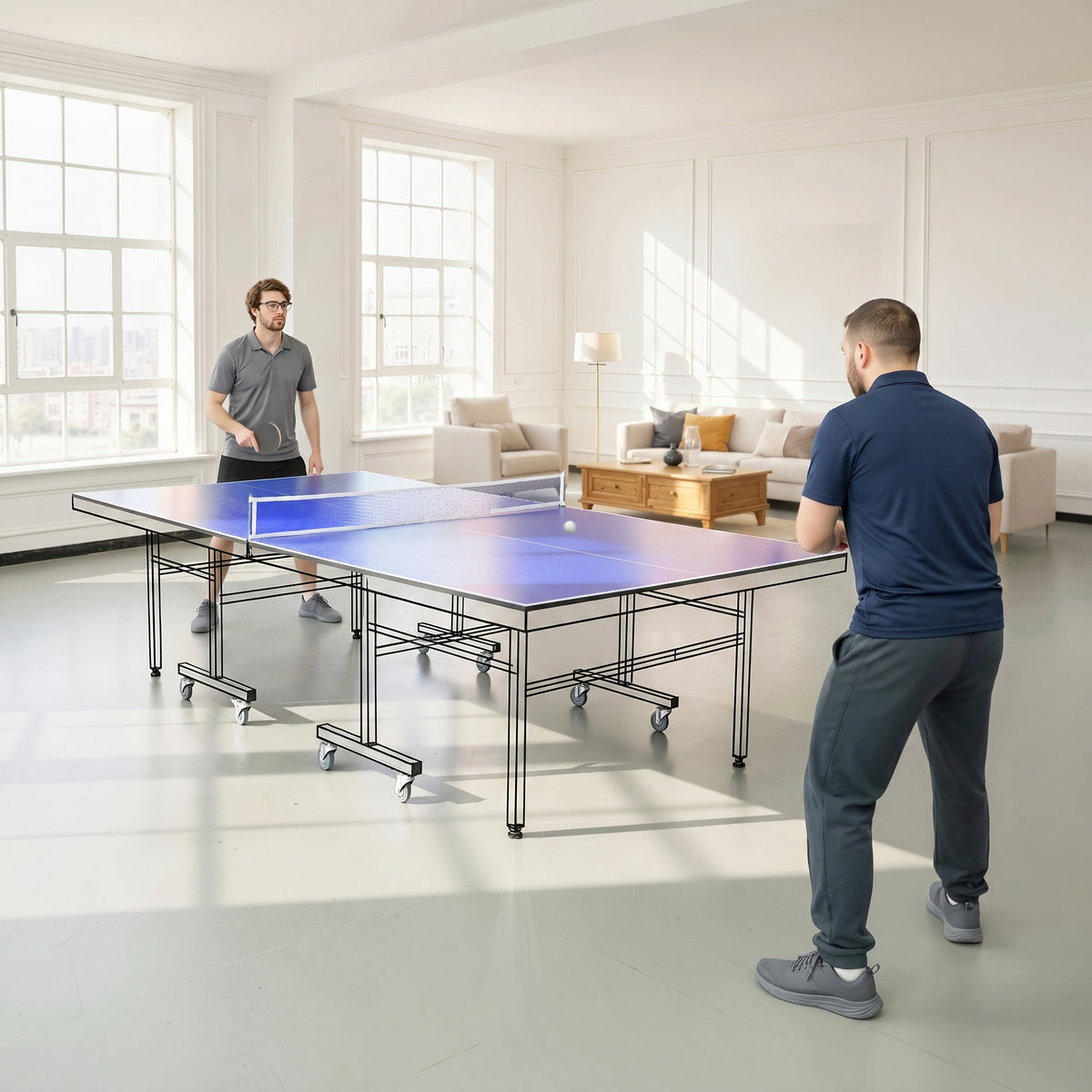 9ft Folding Ping Pong Table Top | Regulation 274x152cm | UV-Coated MDF | Four-Fold Design | Foam Pads | Net Storage Bag | Fits 7-9ft Billiard Tables | Folds to 137x76x5cm | 30kg | Blue