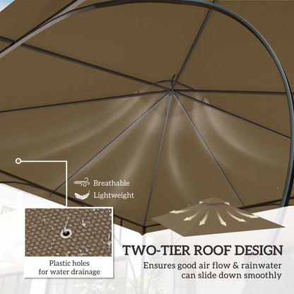 Outsunny 3x3(m) Replacement Gazebo Canopy, Double Tier Roof Top for Garden, Patio, Outdoor, Khaki (TOP ONLY)