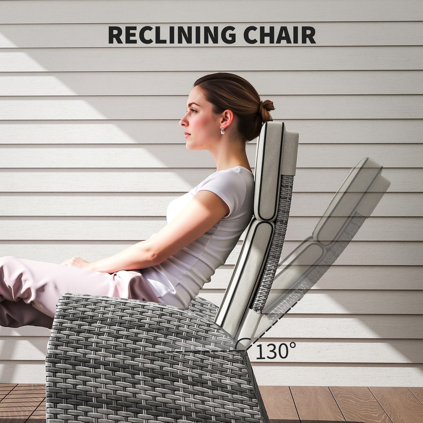 Outsunny 5-Piece Rattan Garden Furniture Set with Cushions - Grey