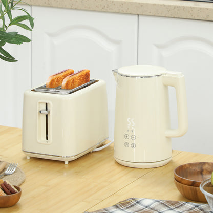 Digital Kettle and Toaster Set, 1.5L 3000W Fast Boil Kettle, 2 Slice Toaster Kitchen Set with 7 Level Browning Controls, Defrost, Reheat, Keep Warm,  and LED Touch Display