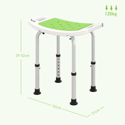 6-Level Height Adjustable Aluminium Bath Room Stool Chair Shower  w/ Padded Seat Drainage Holes Foot Pad, Green