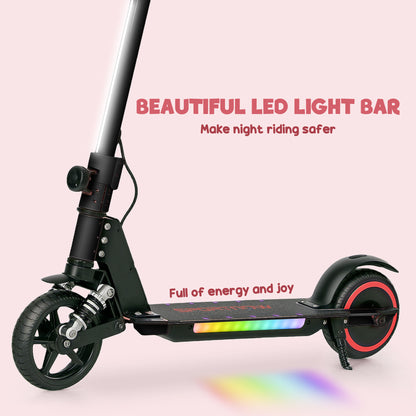 Folding Electric Scooter for Kids Age 6-14 with Dual Brakes, Front Suspension, LED Colourful Lights and Display, 6.8kg Lightweight Aluminium E Scooter, Up to 14 KM/H & 6 KM