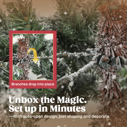 7ft Super Flocked Christmas Tree - Green/White