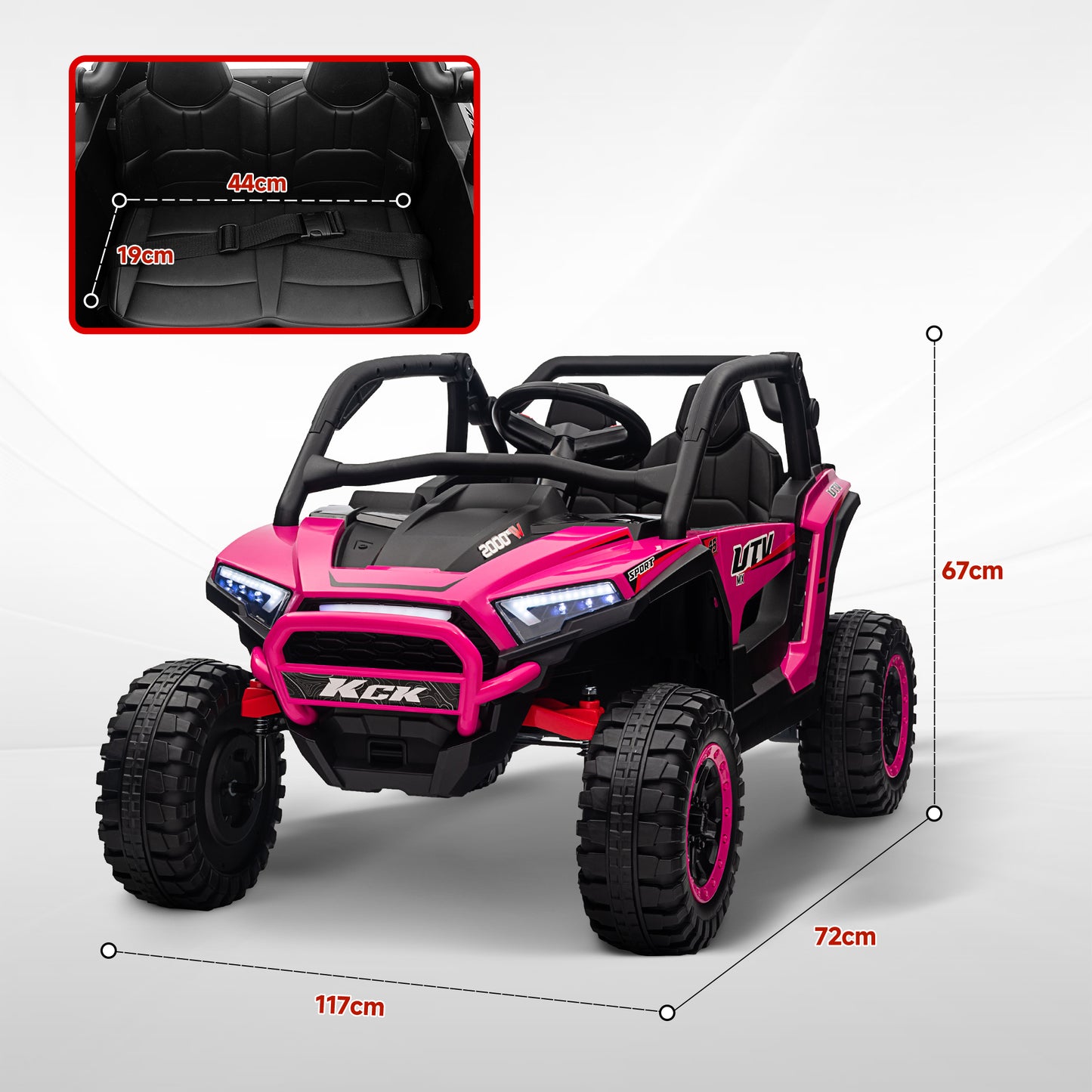 AIYAPLAY 2 Seater 24V 7AH Ride on Truck, Battery Powered Electric Ride On Car w/ Remote, Suspension, 3 Speeds - Pink / White