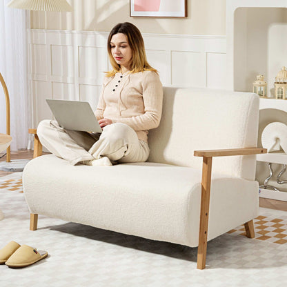 Small Sherpa Fabric 2 Seater Sofa Settee - Cream White