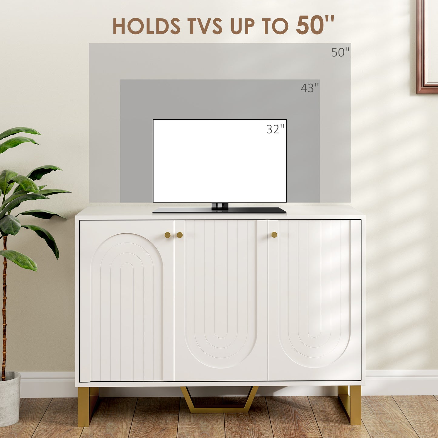 3-Door Sideboard Storage Cabinet - White