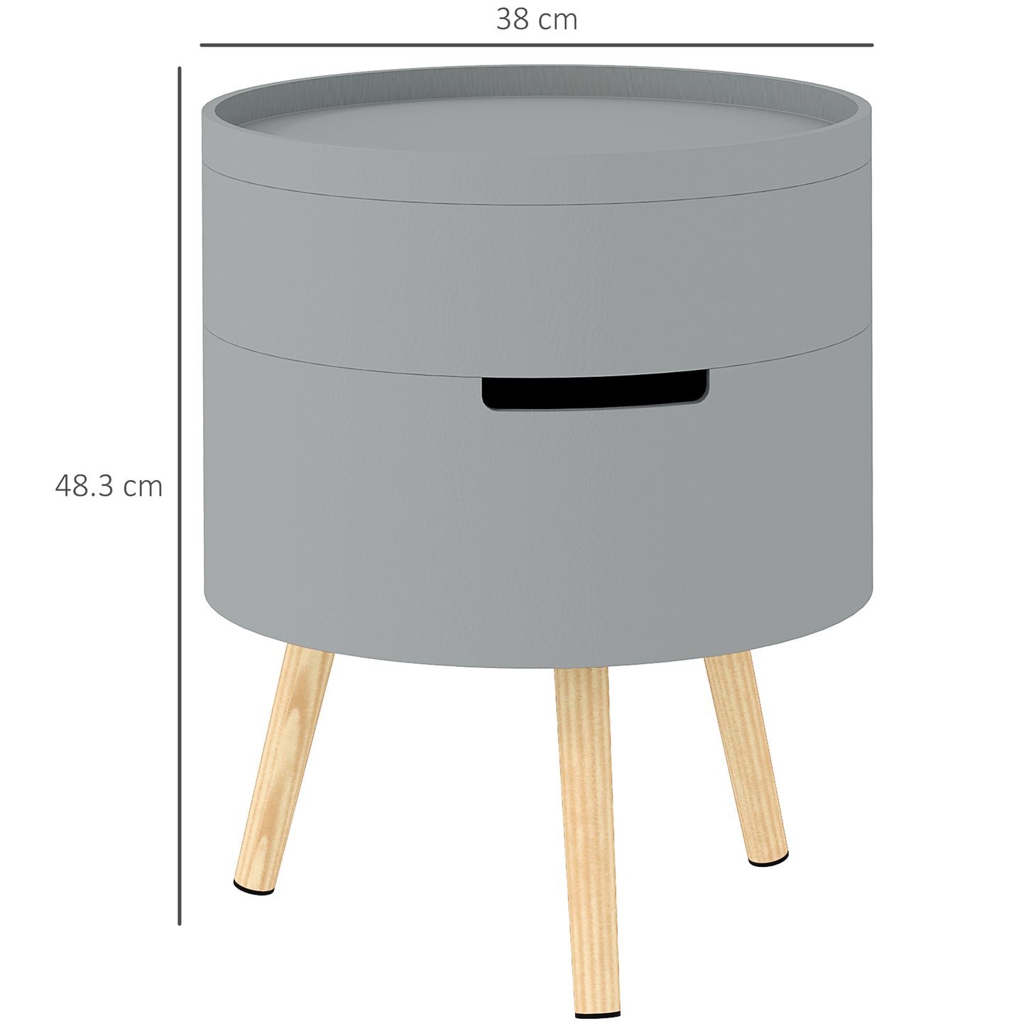 3-Tier Coffee Table, Round End Table with 2 Hidden Compartments and Detachable Tray, with Storage for Living Room, Grey