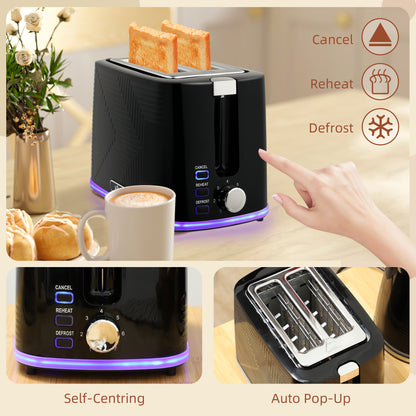Modern Kettle and Toaster Set - Black / Grey