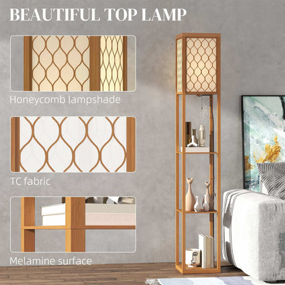 Three-Shelf Standing Floor Lamp - Natural