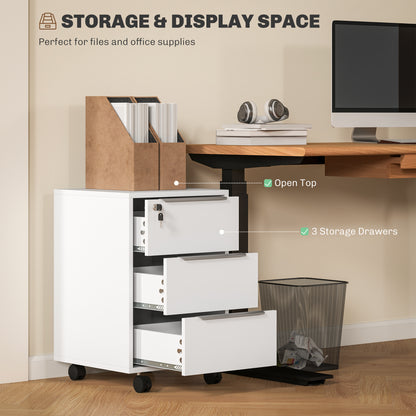 Three-Drawer Locking Filing Cabinet - White