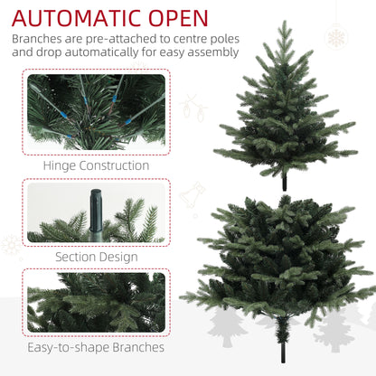5ft Artificial Spurce Christmas Tree with 1121 Branch Tips and Foldable Steel Base, Realistic Hinged Xmas Tree, Holiday Décor for Home Office, Green