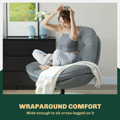 Armchair With 360 Degree Swivel And Wide Padded Seat, Upholstered Accent Chair with Water-Repellent Chenille Fabric - Grey