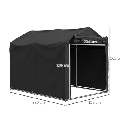 2.2 x 1.6 m Garden Storage Tent, Waterproof Anti-UV Bike Tent with Roll-up Zipper Door, Galvanised Outdoor Storage Shelter Carport for Bike