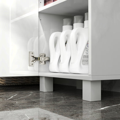 Tall Bathroom Cabinet, Freestanding Bathroom Cabinet with Adjustable Shelves and Double Doors