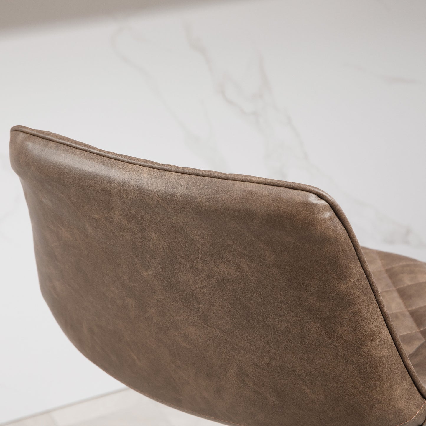 Retro Style Bar Stools Set of 2, Retro Adjustable Kitchen Stool, Swivel PU Leather Upholstered Bar Chairs with Back, Footrest and Steel Base, Brown