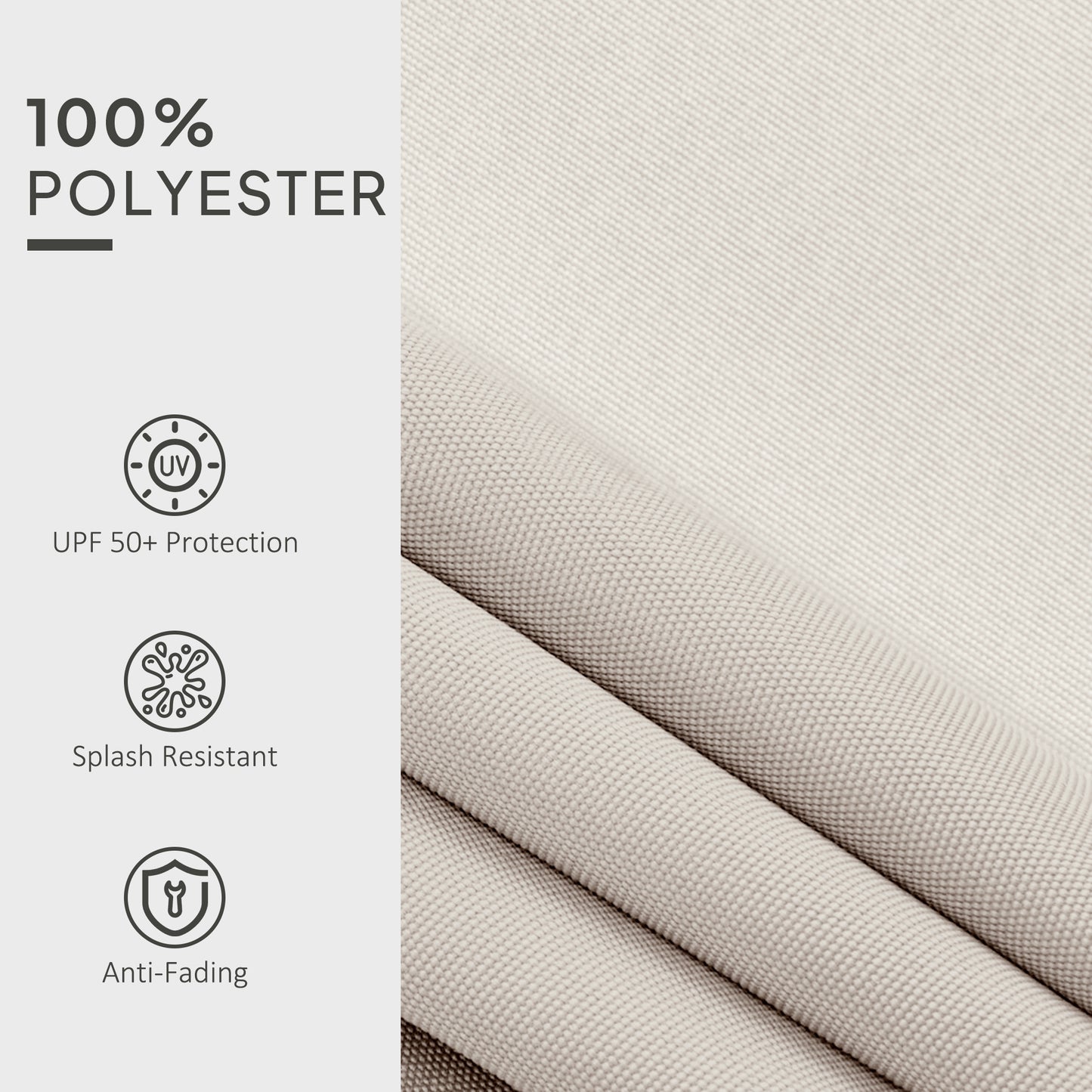 Awning Replacement Canopy, Water Resistant UPF 50+ Sun Shade Cover for 3 x 2.5 m Garden Awning (Fabric Only), Cream White / Green / Grey