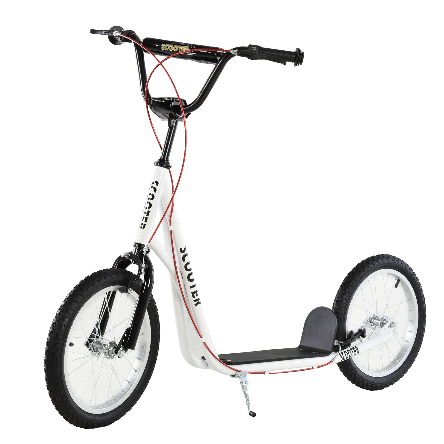 Kids & Teen Kick Scooter | Steel & Aluminium Frame | Φ40cm Inflatable Rubber Tyres | Dual Front & Rear Brakes | Adjustable Handlebar 90-96cm | Foam Grip | Wide Textured Deck | 100kg | 139x58cm | Ages 5+ | Green, Black, Blue, White