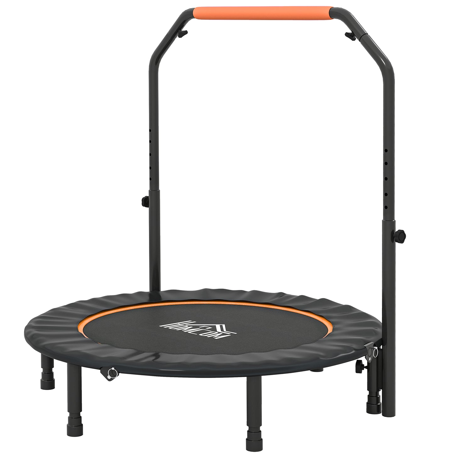 45" Foldable Mini Fitness Trampoline, with Adjustable Foam Handle, Blue / Orange / Pink